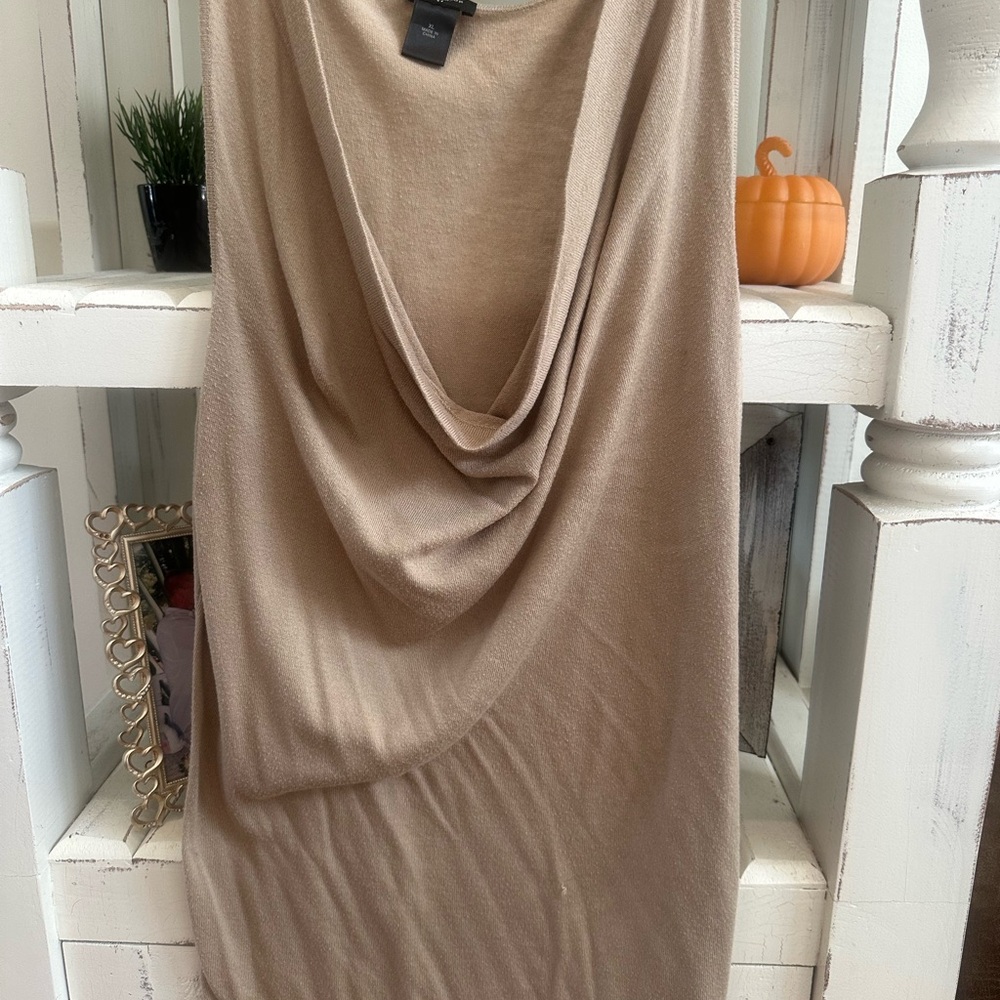 Anne Klein Tan Drape Neck Tank Top
